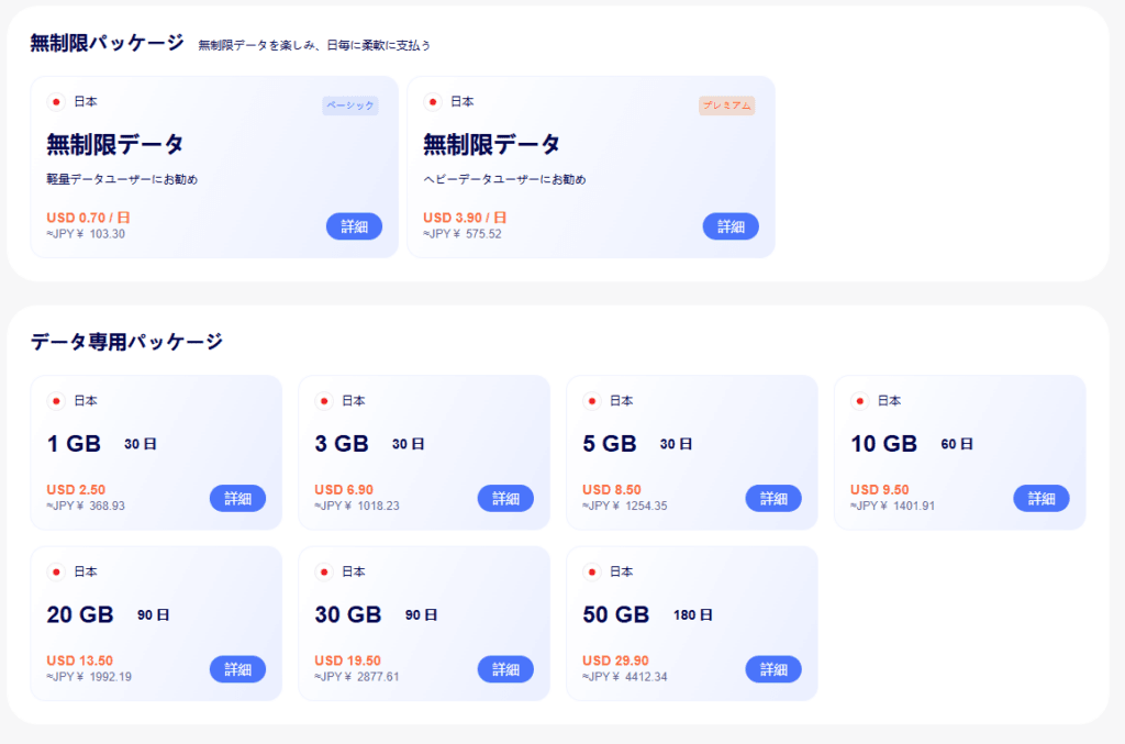 Redteagoの日本プラン